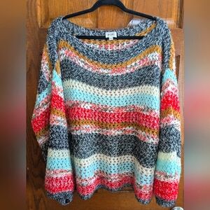BiBi Multicolor Striped Oversized Loose Knit Sweater - Size L